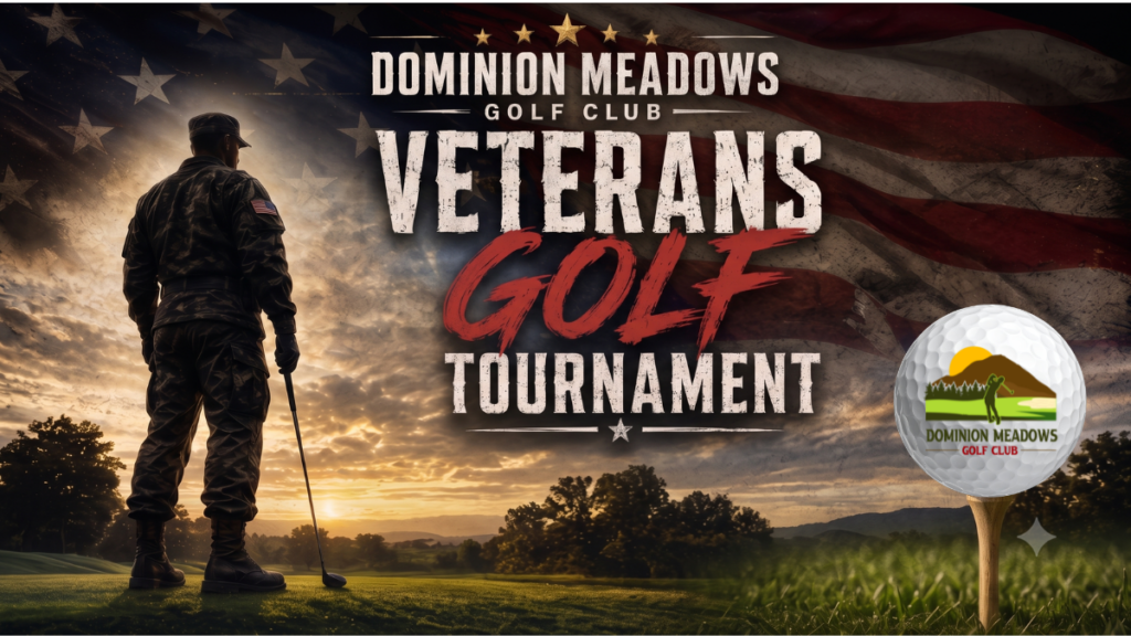 veteran golfing, flag background, golf course, golf ball on tee